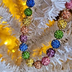 Betsey Johnson Fireball Pavé Crystal Shamballa Beaded Necklace